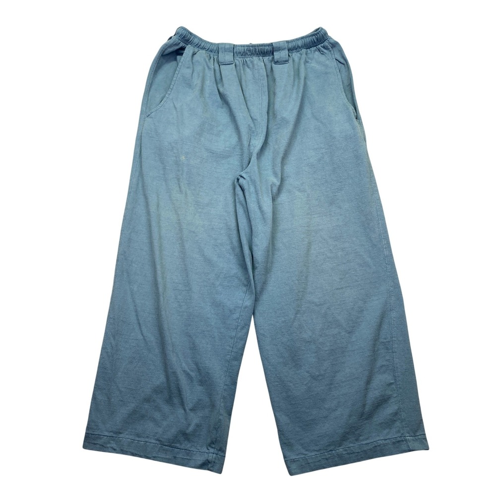 Big Dogs Mens Large Blue Cotton Elastic Waist Wide Leg Cropped Lounge Pants